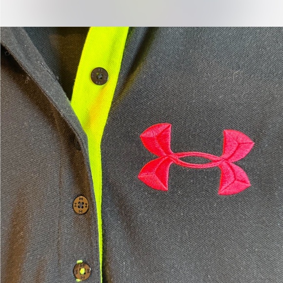 Under Armour Black with lmPink Polo Shirt Athletic Fit - Picture 3 of 6